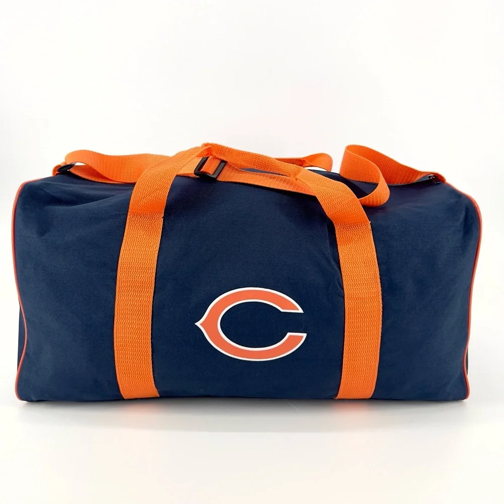 Vtg Chicago Bears Miller Lite Promo Duffel Bag Navy Orange Football Gym NFL Y2K